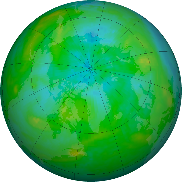 Arctic ozone map for 21 August 1984